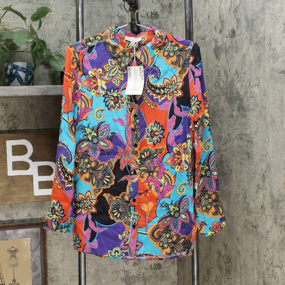 NWT DG2 Silk Blend Blouse Medium Multicolor - Picture 2 of 5